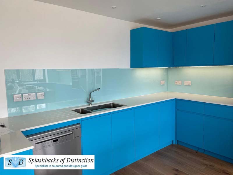 Kitchen splashback pale blue cambridge